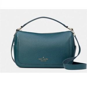 New Kate Spade Smoosh Satchel Hobo Crossbody Leather Peacock (Dark Green)